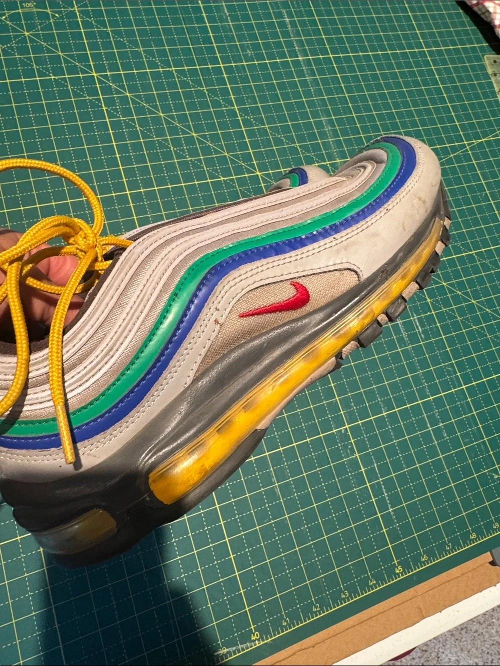Nike Multicolor Air Max with Yellow Laces and Red Swoosh